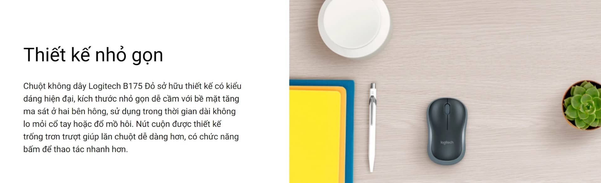 Chuột không dây Logitech B175 Optical Wireless (USB/đen)