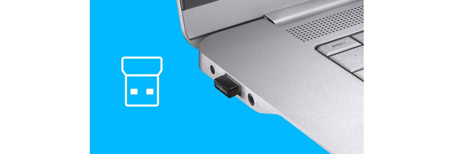 Chuột không dây Logitech M187 Wireless Black sử dụng đầu thu gọn nhẹ