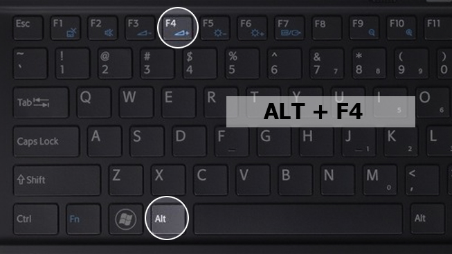 Nhấn phím Alt+F4 để tắt máy tính
