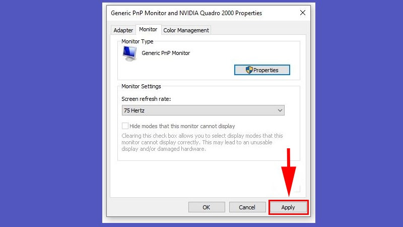 Cách chỉnh tần số quét màn hình laptop Windows 10 bước 5